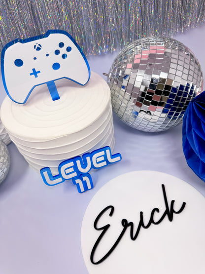 Gaming Controller Acrylic Cake Topper, Level Up Gamers Topper