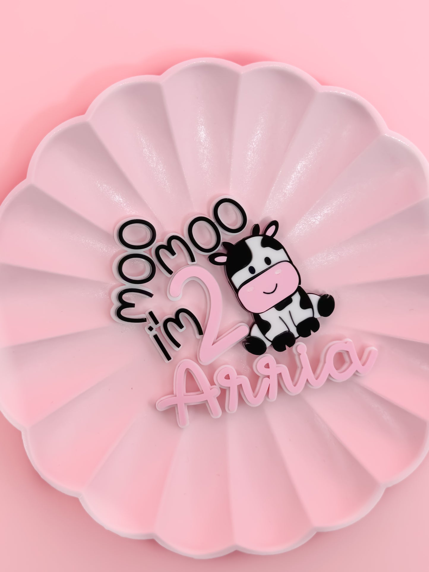 Cow Cake Topper, Moo Moo Pink Cow Birthday Cake Topper