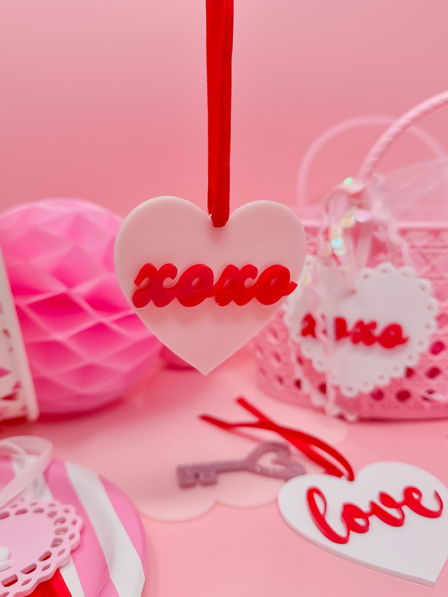 Custom Valentine's Heart Gift Tag, Acrylic Heart Tags, Valentine's Basket Tags