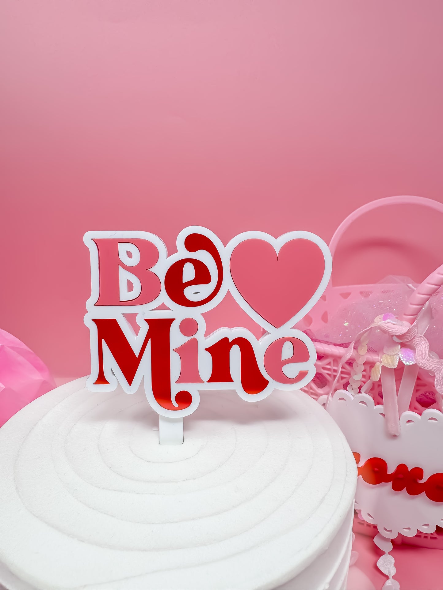 Valentine's Be Mine Cake Topper, Acrylic Topper