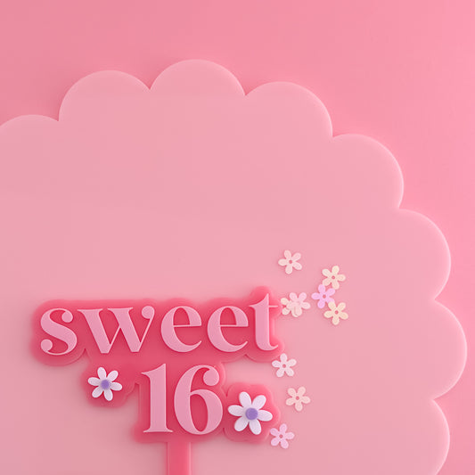 Sweet Sixteen Cake Topper, Acrylic Topper