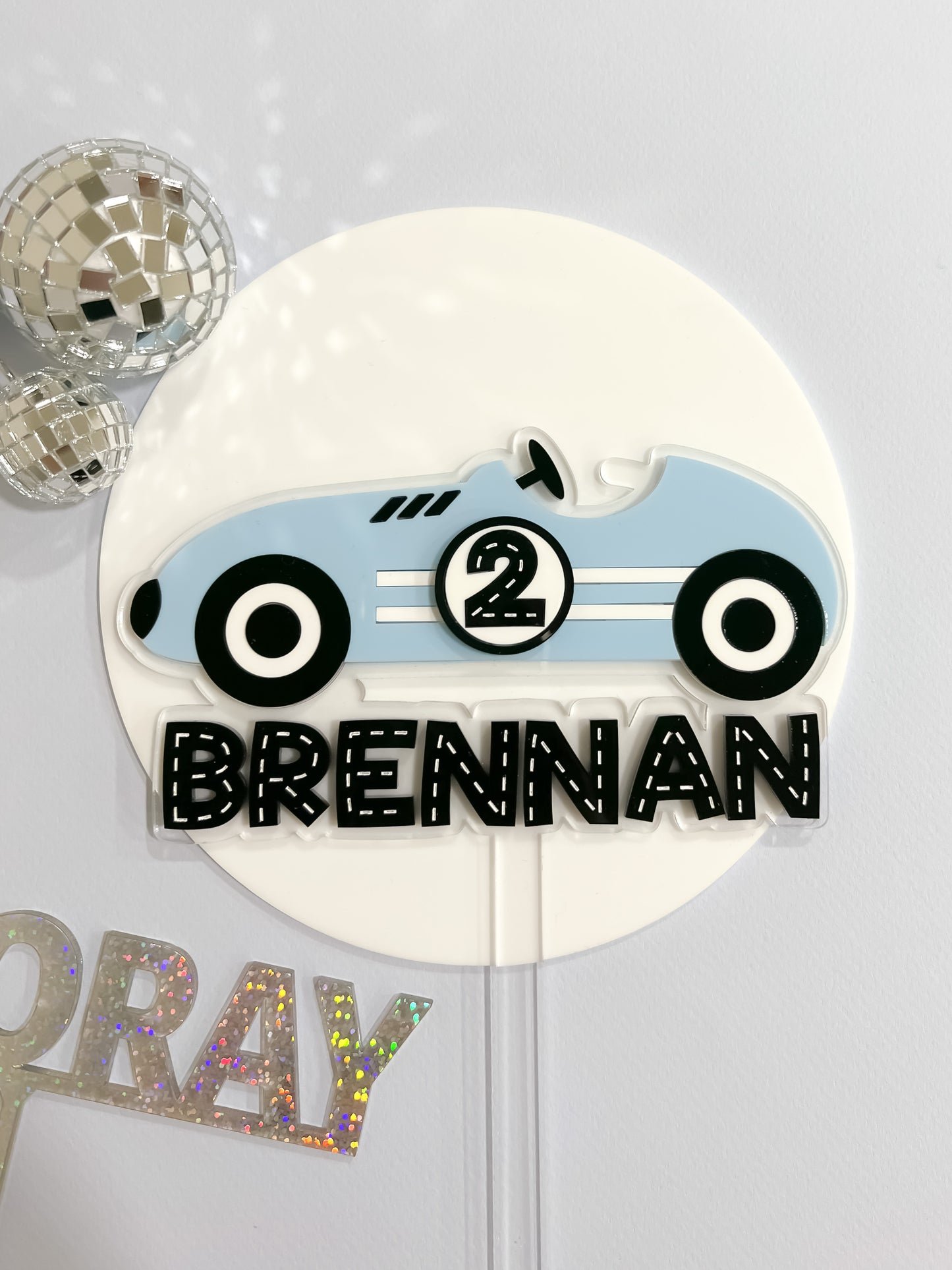 Race Car Cake Topper, Fast One, Two Fast Acrylic Cake Topper