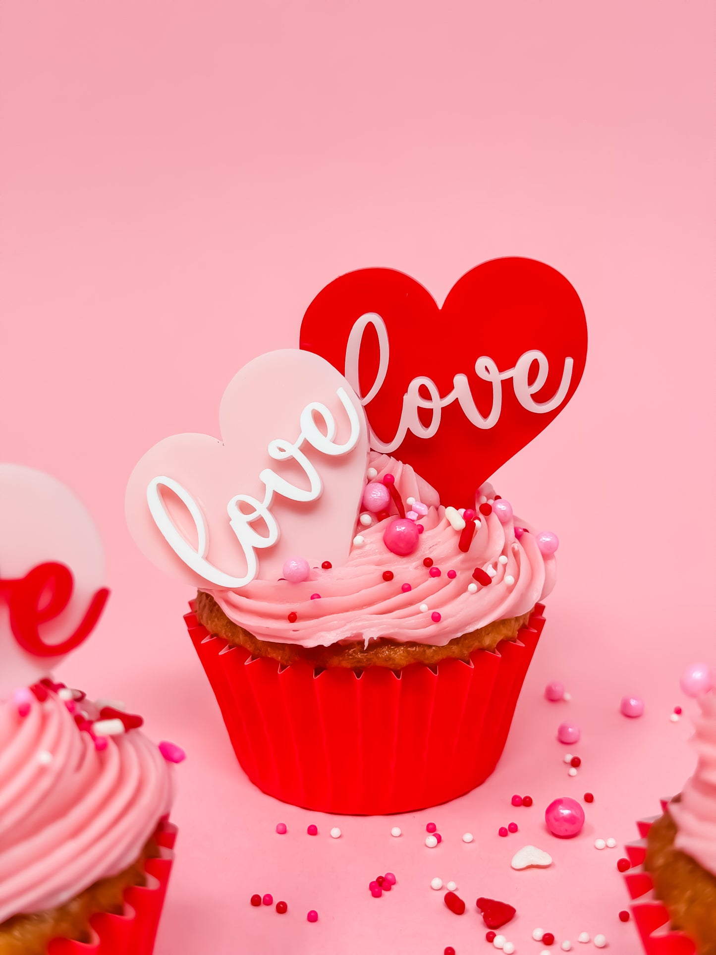 Valentine's Mini Cupcake Toppers, Cupcake Acrylic Charms
