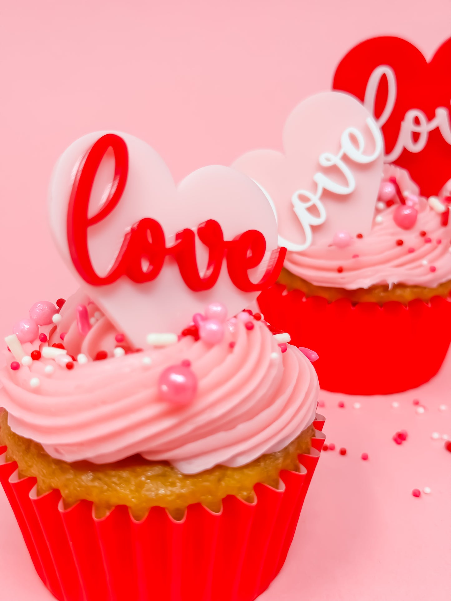 Valentine's Mini Cupcake Toppers, Cupcake Acrylic Charms