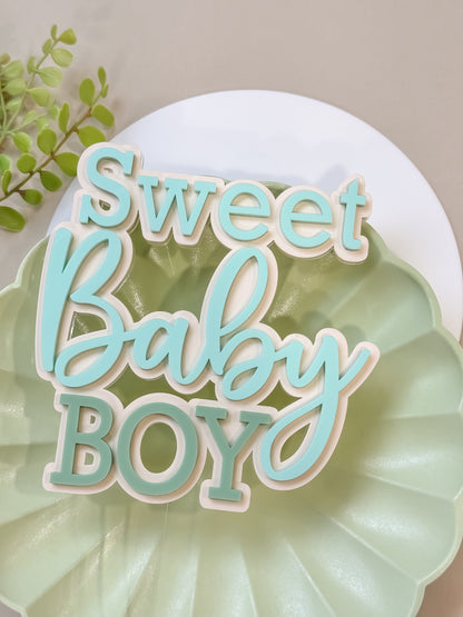 Sweet Baby Boy Cake Topper, Acrylic Topper