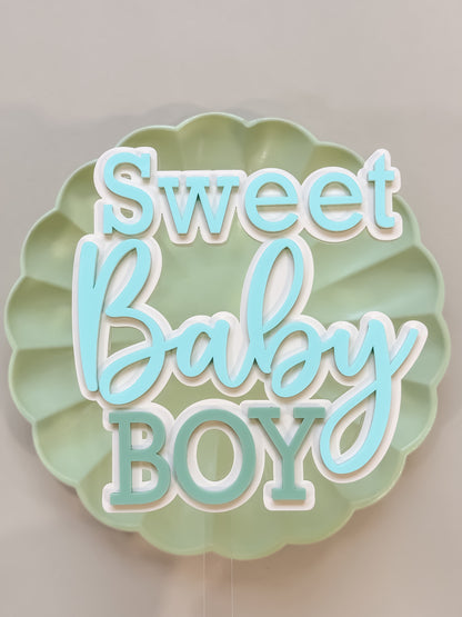 Sweet Baby Boy Cake Topper, Acrylic Topper